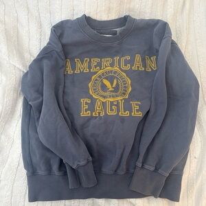 American Eagle Outfitters women/men blue and gold oversized crewneck Sweater